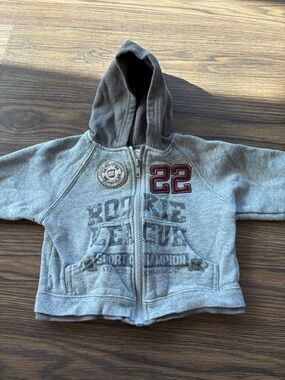 Koala Kids Gray and Maroon Hooded Zip Sweatshirt